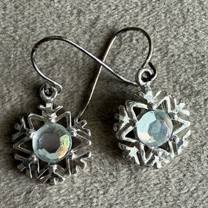 Elegant Silver Snowflake Earrings